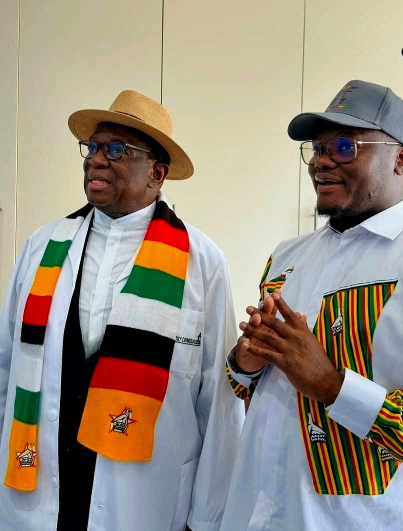 Dr Paul Tungwarara wearing the Chimbwido and Mujibha scarf alongside President Emmerson Mnangagwa at the Chimbwido Mujibha General Meeting in Harare
